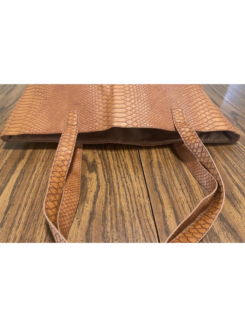 BLOOMINGDALES made exclusively for
Faux Snake-Embossed Tan Tote Bag - Picture 6 of 12